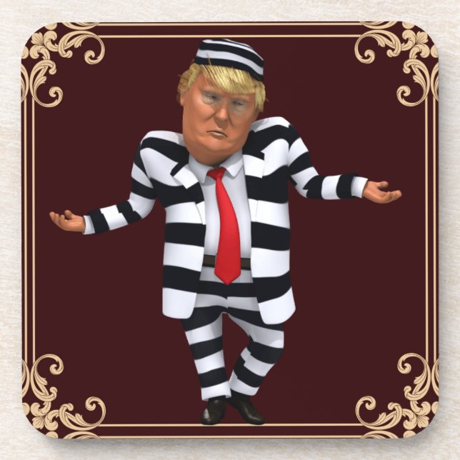 Trump in Prison Wear Coaster (Front)