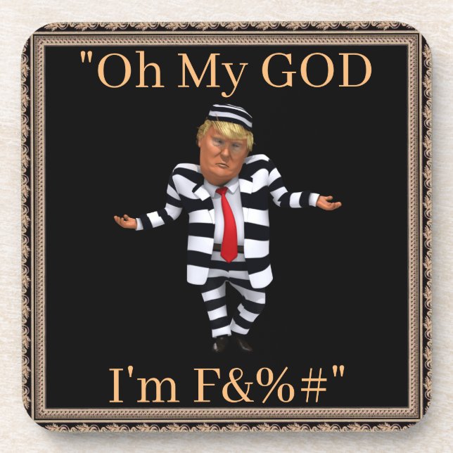 Trump in Prison Wear Coaster (Front)