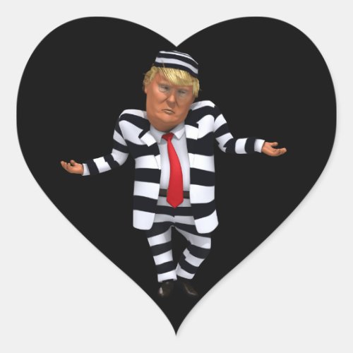 Trump in Prison Wear Heart Sticker