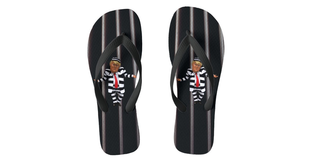 Trump in Prison Wear in Prison Wear Flip Flops Zazzle