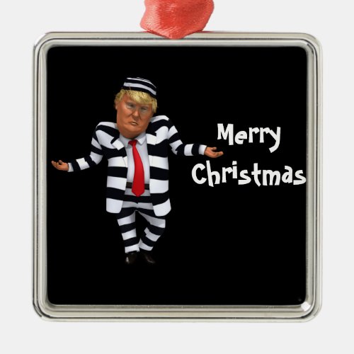 Trump in Prison Wear Metal Ornament