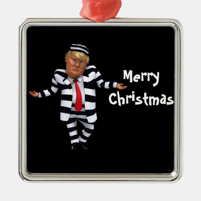 Trump in Prison Wear Metal Ornament (Front)