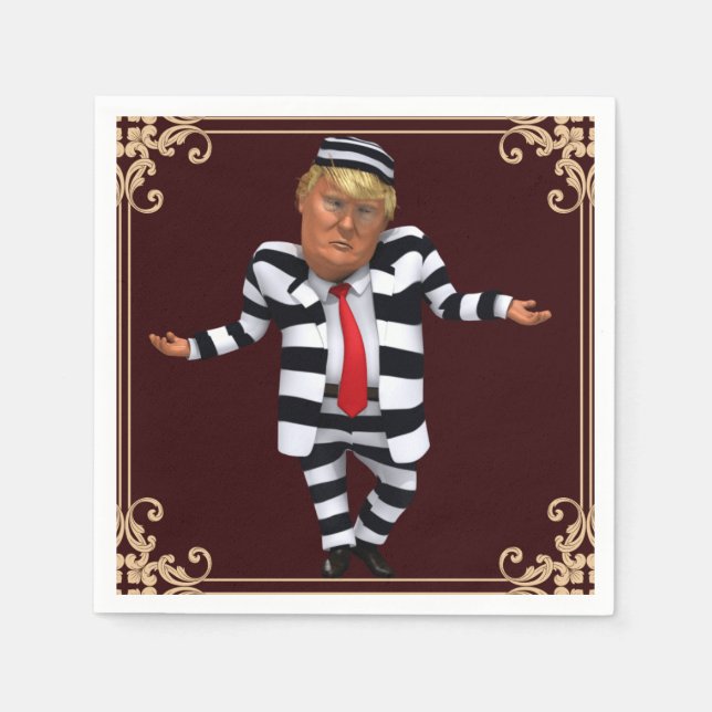 Trump in Prison Wear Paper Napkin (Front)