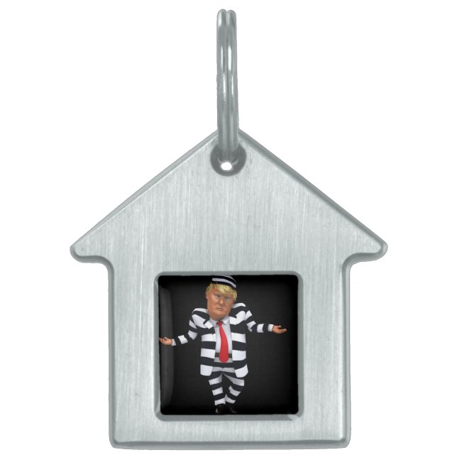 Trump in Prison Wear Pet ID Tag (Front)