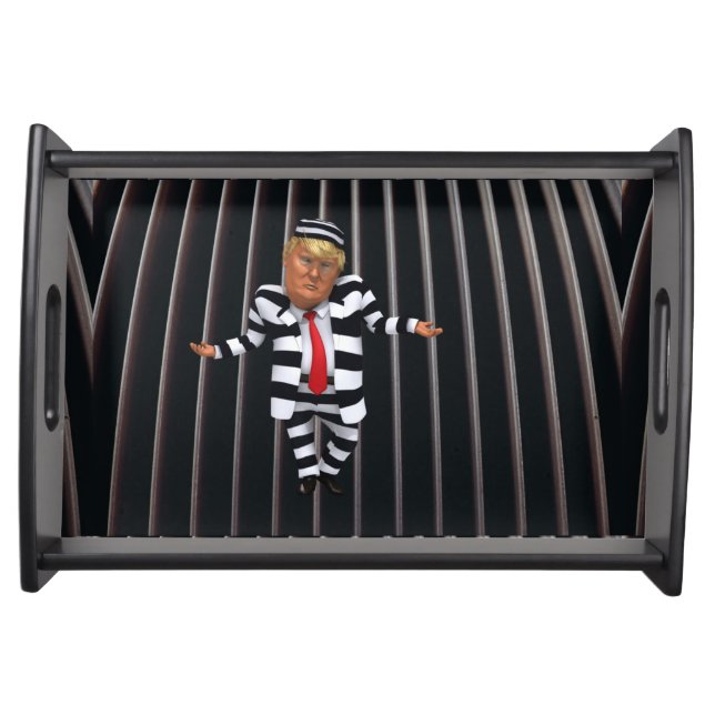 Trump in Prison Wear Serving Tray (Front)