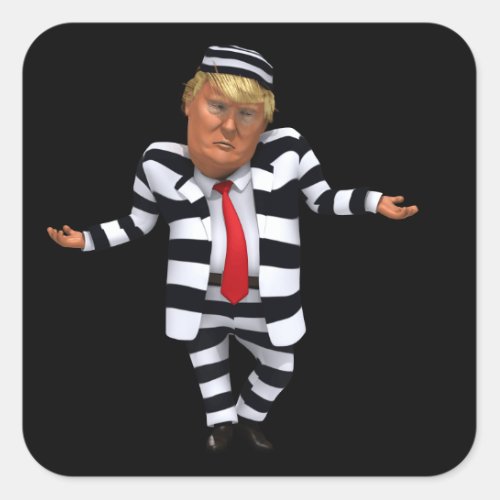 Trump in Prison Wear Square Sticker