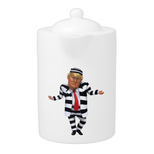 Trump in Prison Wear Teapot (Front)