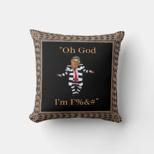 Trump in Prison Wear Throw Pillow