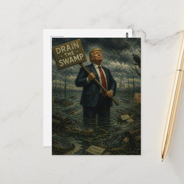 Trump in the Swamp Wildlife in the Swamp Postcard (Front/Back In Situ)