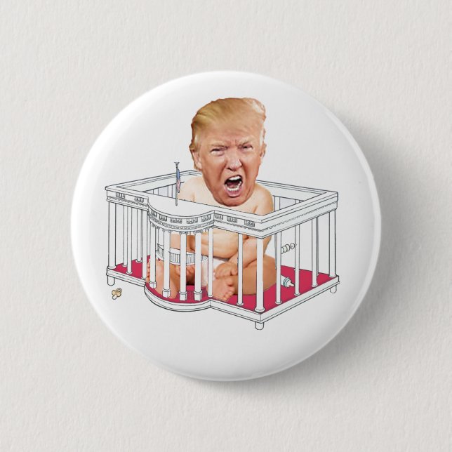Trump in White House Playpen Button (Front)