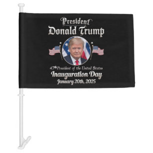 Trump Inauguration Day 2025 47th USA President Car Flag