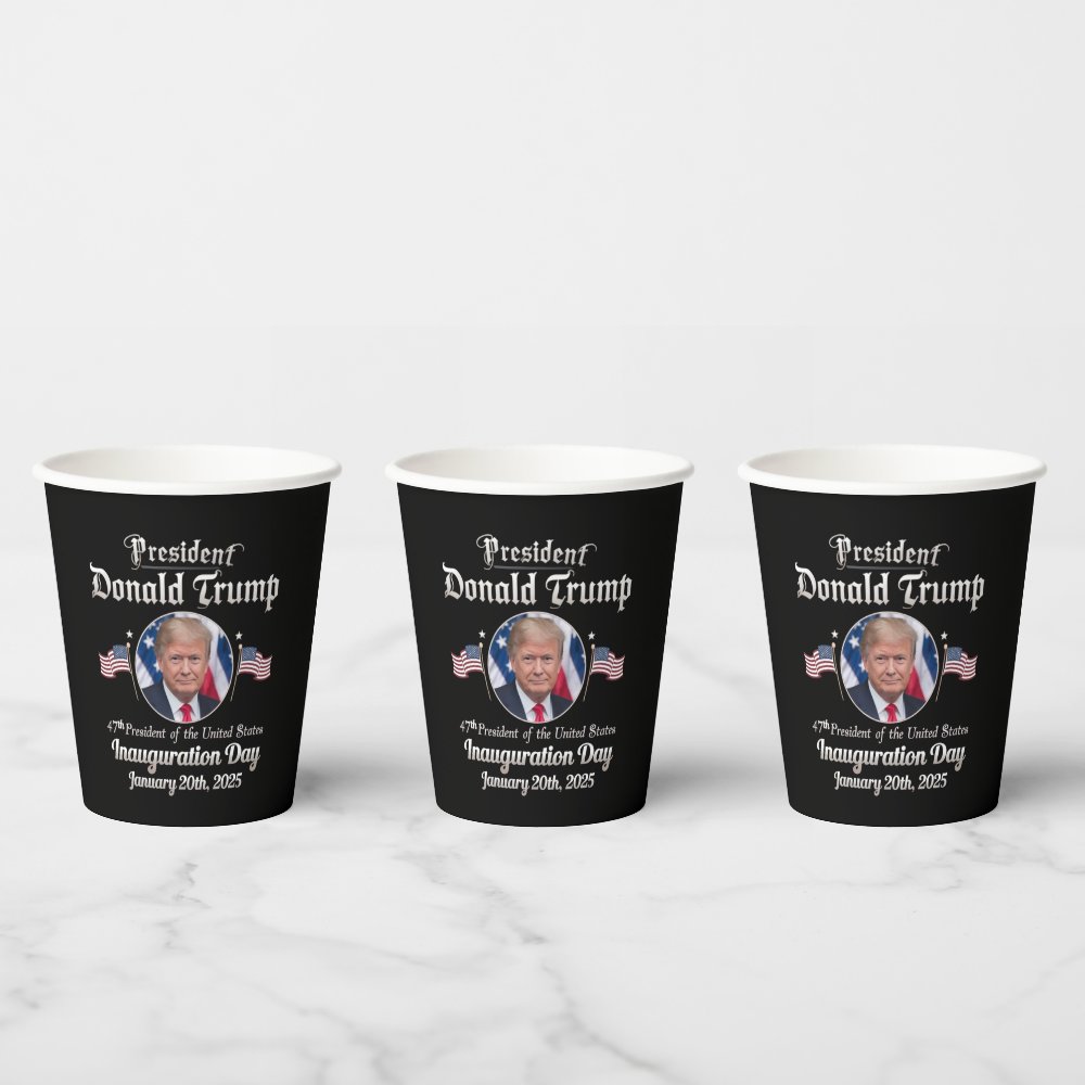 Disover Trump Inauguration Day 2025 47th USA President Paper Cups