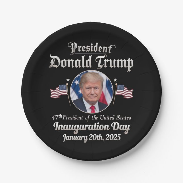 Trump Inauguration Day 2025 47th USA President Paper Plates (Front)