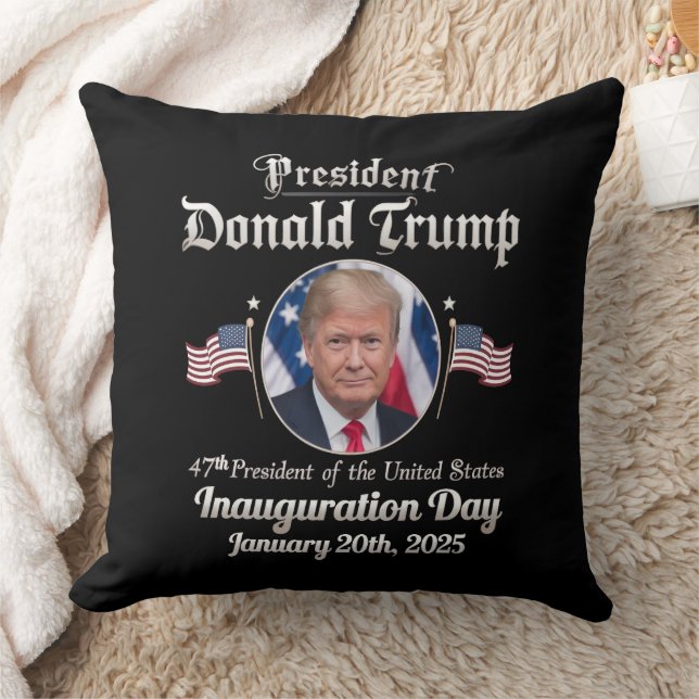 Trump Inauguration Day 2025 47th USA President Throw Pillow (Blanket)