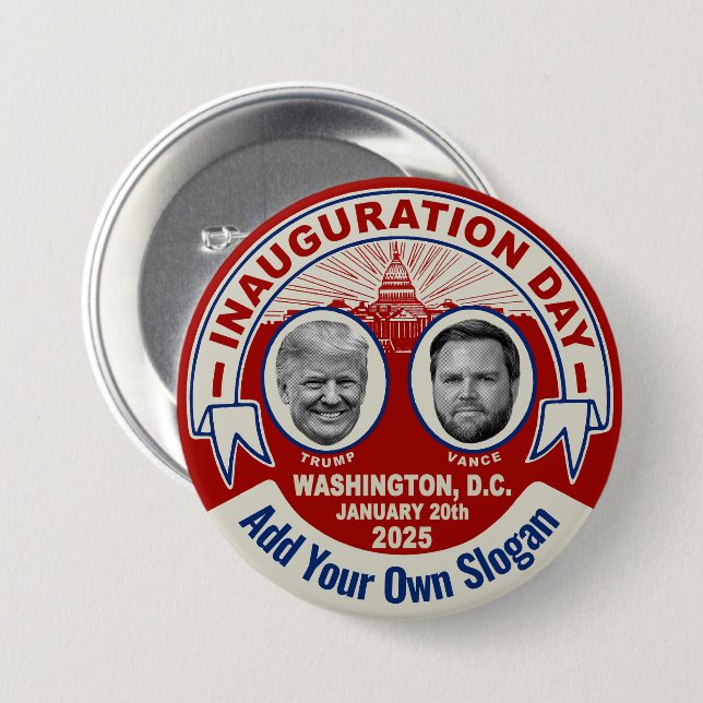 Trump Inauguration Day Souvenir Custom Slogan Button (Front & Back)