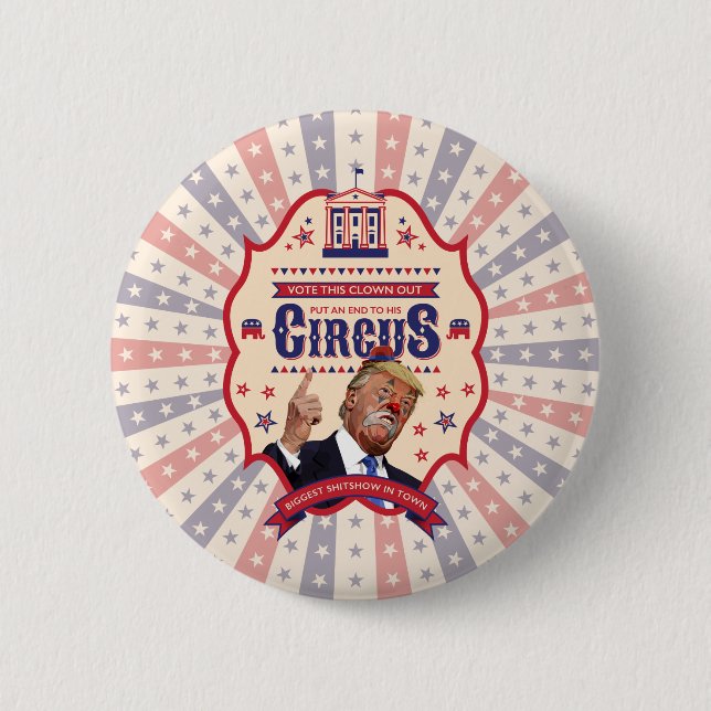 Trump Is A Clown - Vintage Circus Poster Button (Front)