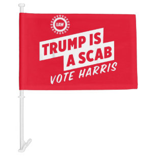 Trump is a Scab Vote Harris 2024 President  Car Flag