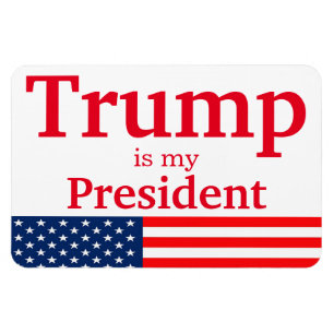 Trump is My President White with American Flag Magnet