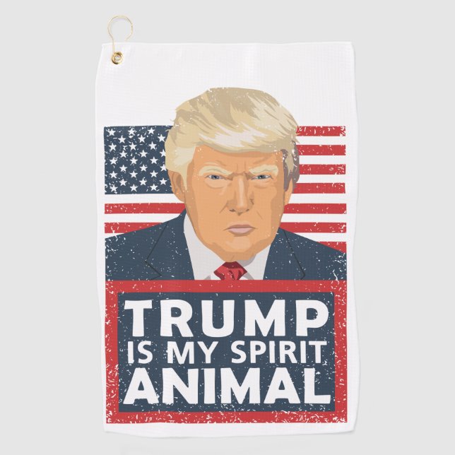 Trump is My Spirit Animal Funny Golf Towel (Front)