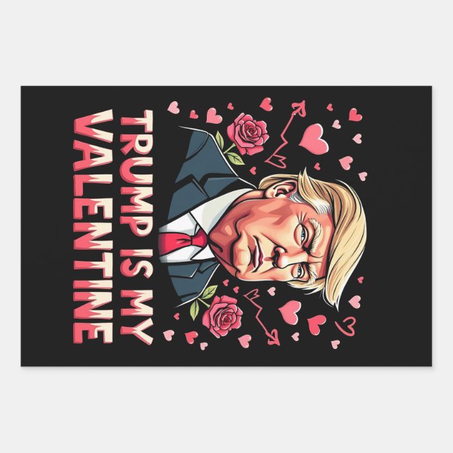 Trump Is My Valentine Maga inauguration Day 2025 Wrapping Paper Sheets (Front)
