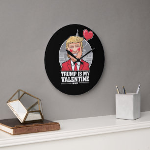 Trump is My Valentine Retro Valentines Day Large Clock