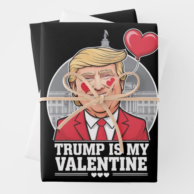 Trump is My Valentine Retro Valentines Day  Wrapping Paper Sheets (In situ)