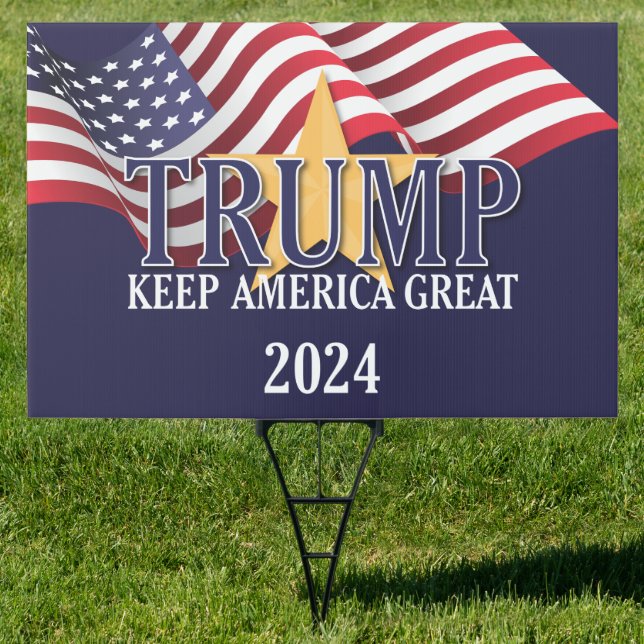 Trump Keep America Great 2024 Star Yard Sign (Insitu)