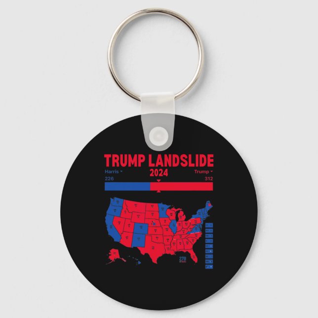 Trump Landslide 2024 Electoral Map 312 Winning Map Keychain (Front)