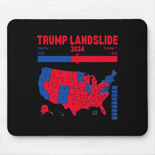 Trump Landslide 2024 Electoral Map 312 Winning Map Mouse Pad (Front)