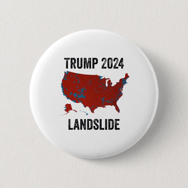 Trump Landslide Election Map 2024 Funny Pro Trump  Button (Front)