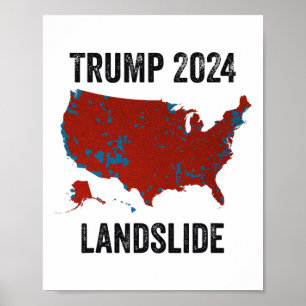 Trump Landslide Election Map 2024 Funny Pro Trump  Poster