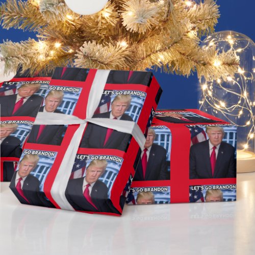 TRUMP LETS  GO BRANDON CHRISTMAS WRAPPING PAPER