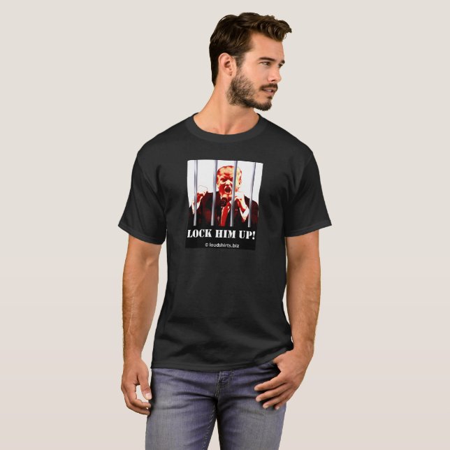 Trump - Lock Him Up - t-shirt, gray, large pic T-Shirt (Front Full)