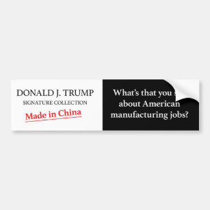 Trump made in china bumper sticker