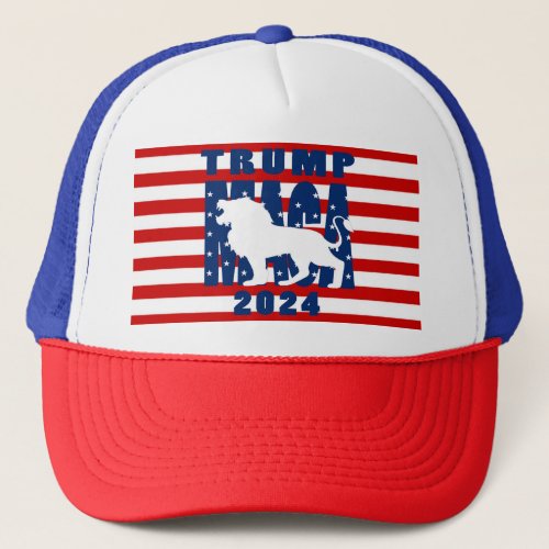 Trump MAGA 2024 Red White Blue Trucker Hat