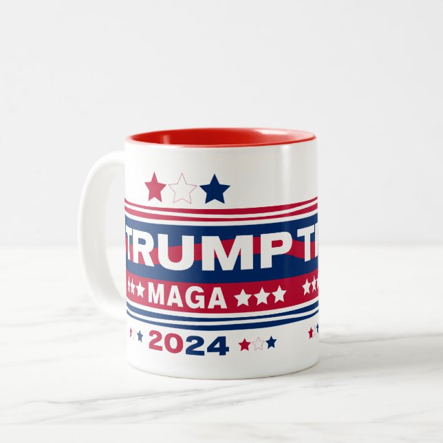 TRUMP~MAGA~2024 Two-Tone COFFEE MUG (Front Left)