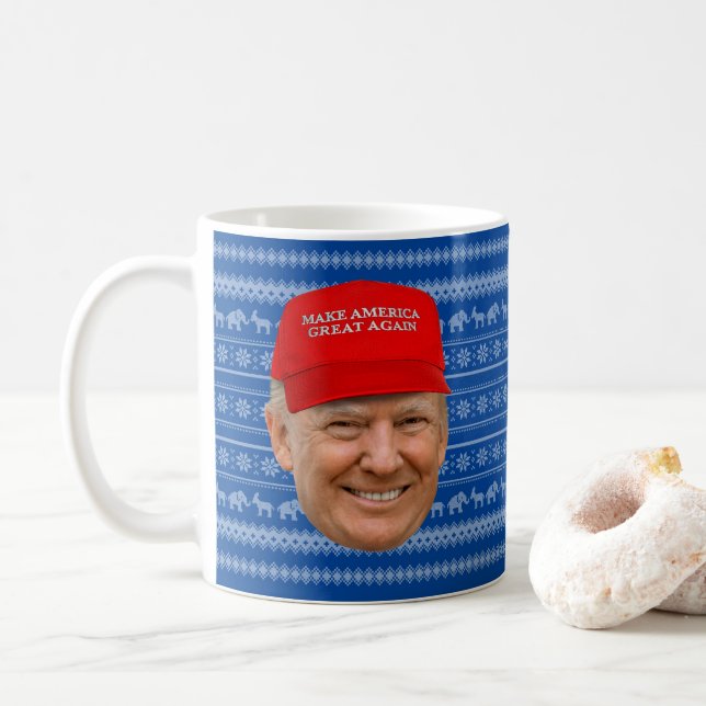 TRUMP MAGA Christmas Coffee Mug (With Donut)