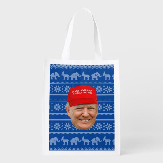 TRUMP MAGA Christmas Grocery Bag (Back)