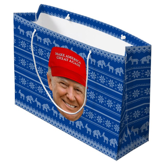 TRUMP MAGA Christmas Large Gift Bag (Back Angled)