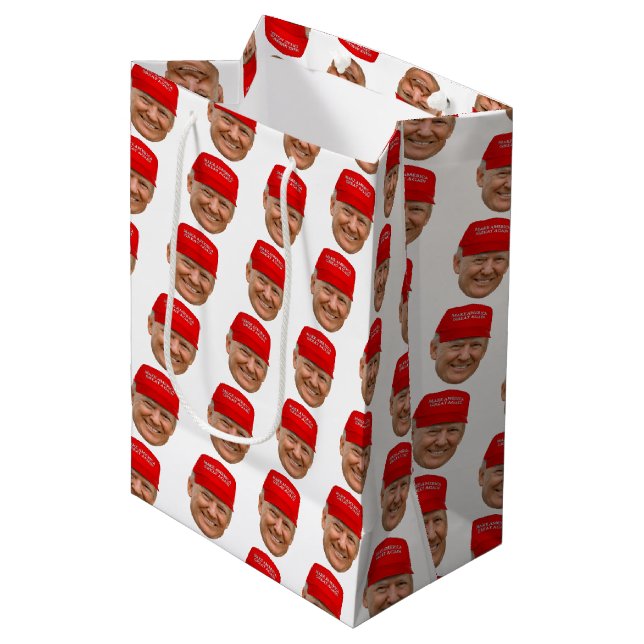 TRUMP MAGA Christmas Medium Gift Bag (Front Angled)