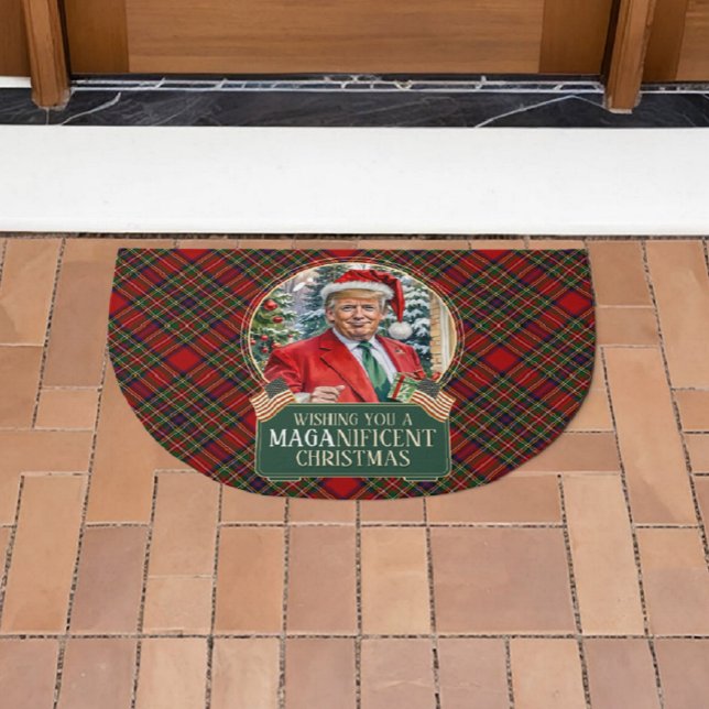 Trump MAGA Christmas Tartan Greeting Doormat (Creator Uploaded)