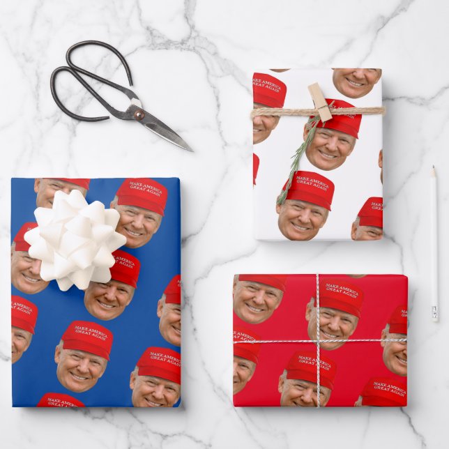 TRUMP MAGA Christmas Wrapping Paper Sheets (Front)
