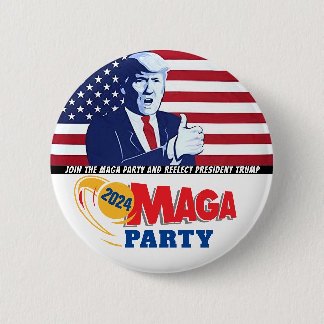Trump MAGA Party 2024 Button (Front)
