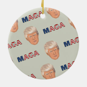 Trump MAGA Pattern Ceramic Ornament