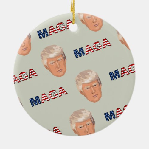 Trump MAGA Pattern Ceramic Ornament