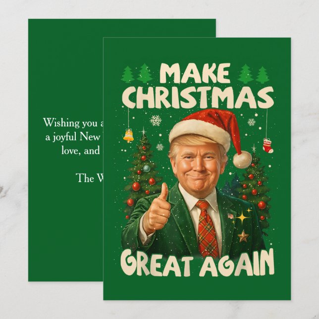 Trump Make Christmas Great Again Green Holiday Card (Front/Back)
