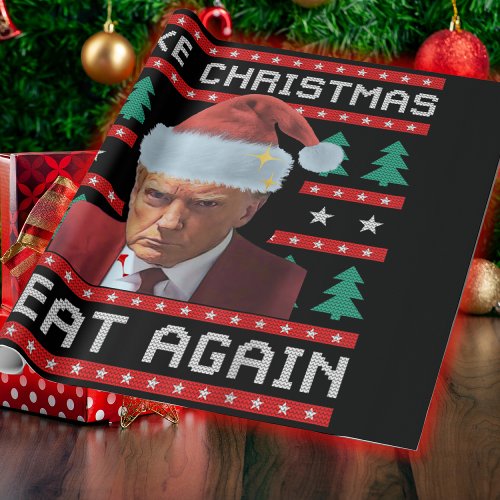 Trump Make Christmas Great Again Mug Shot Wrapping Paper