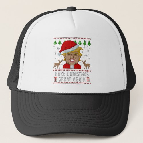 Trump Make Christmas Great Again Ugly Sweater Trucker Hat