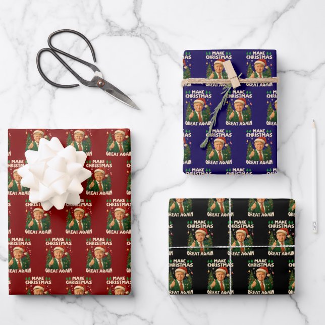 Trump Make Christmas Great Again Wrapping Paper Sheets (Front)