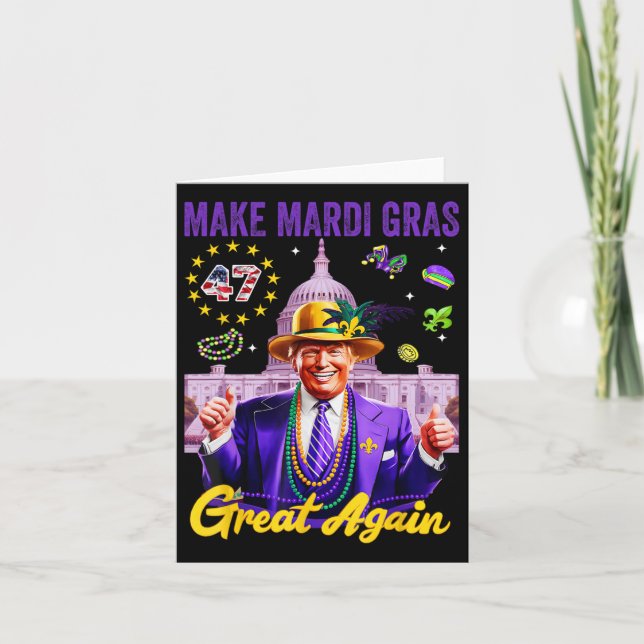 Trump Make Mardi Gras Great Again Funny Parade Cos Card (Front)